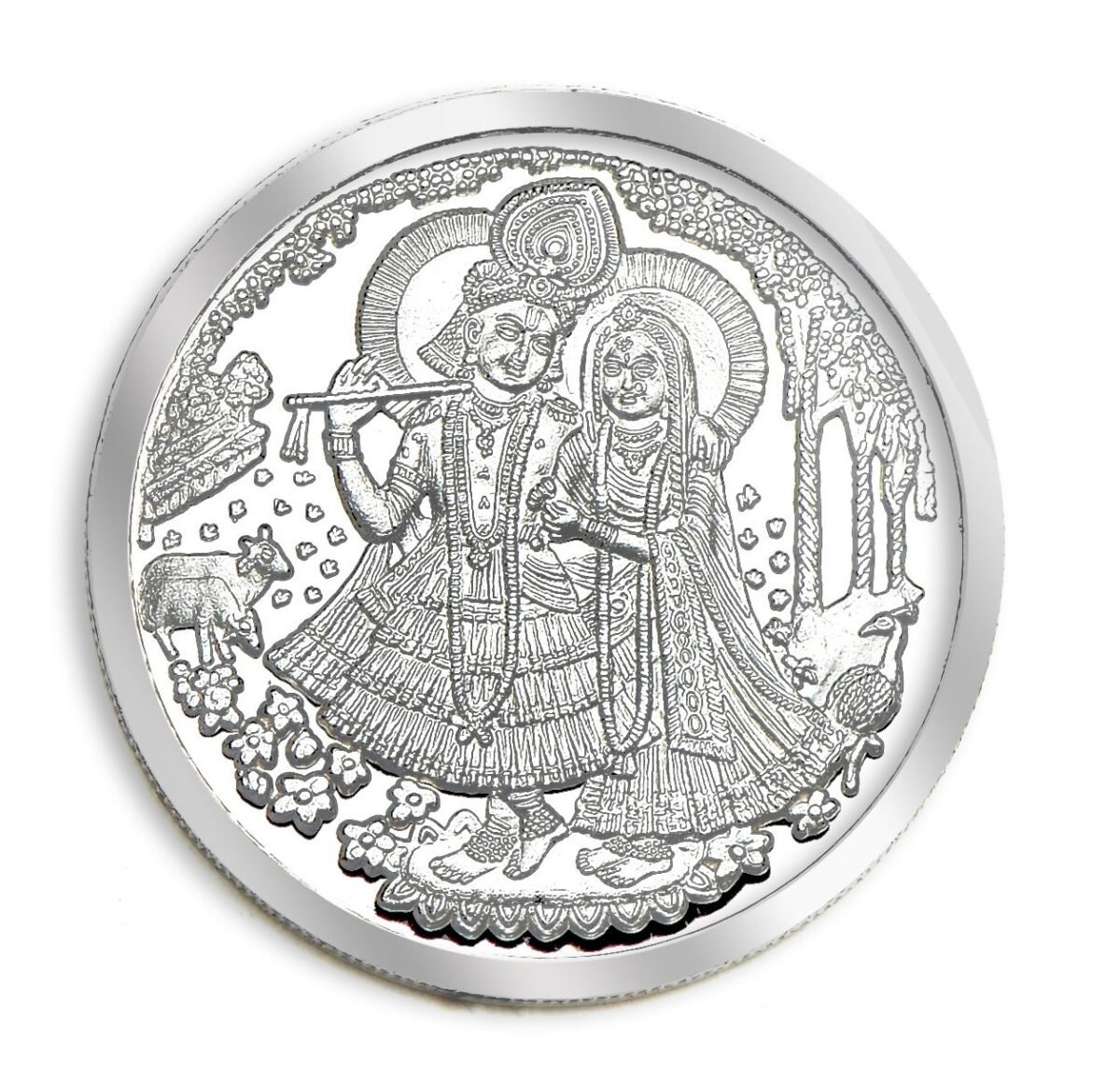 radha krishna silver coin