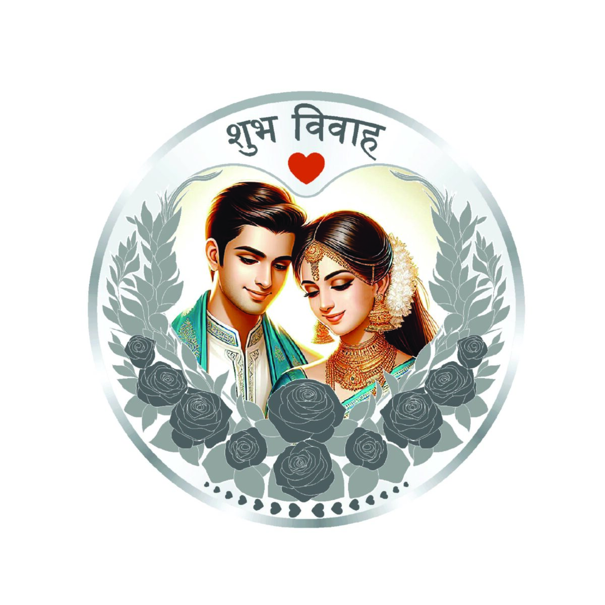 999.9 Pure Subh Vivah  Silver Colour Coin - Image 1