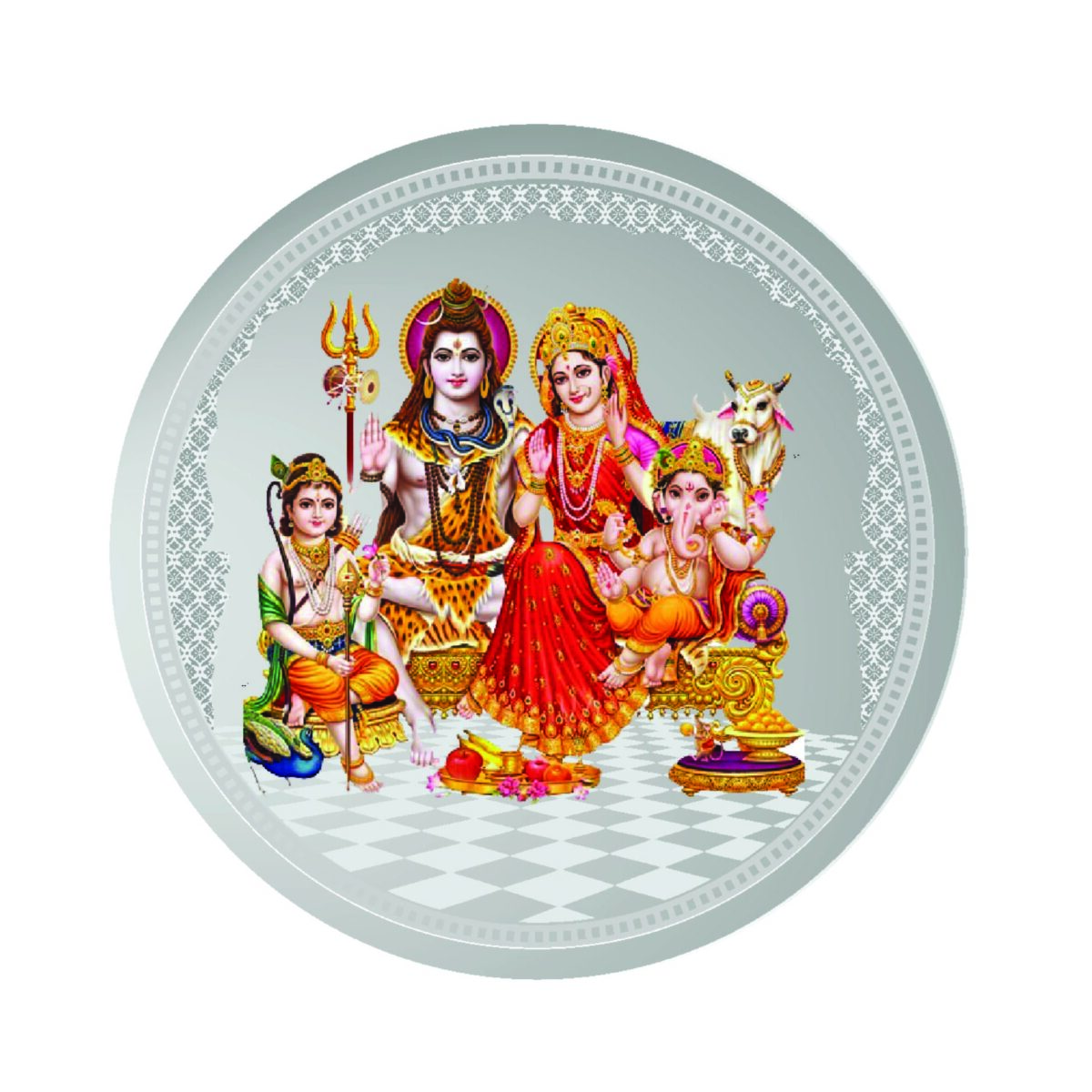 999.9 Pure Shiv Parivar Silver Colour Coin - Image 1