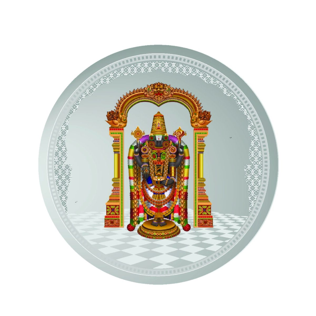 999.9 Pure Tirupati Balaji  Silver Colour Coin - Image 1