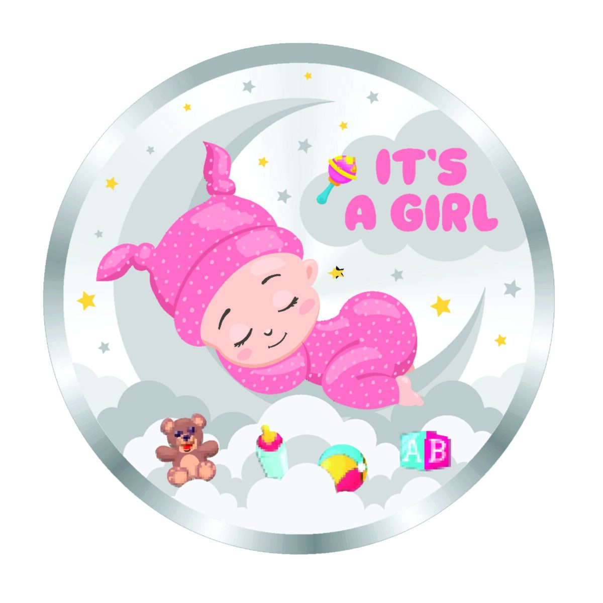 999.9 Pure New Born Baby Girl Silver Colour Coin - Image 1