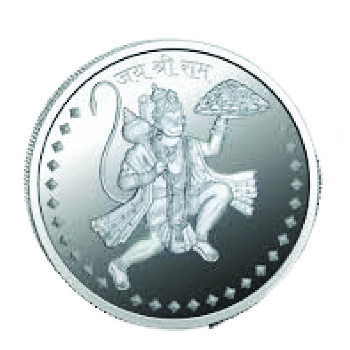 999.9 Pure Lord Hanuman Silver Coin - Image 1