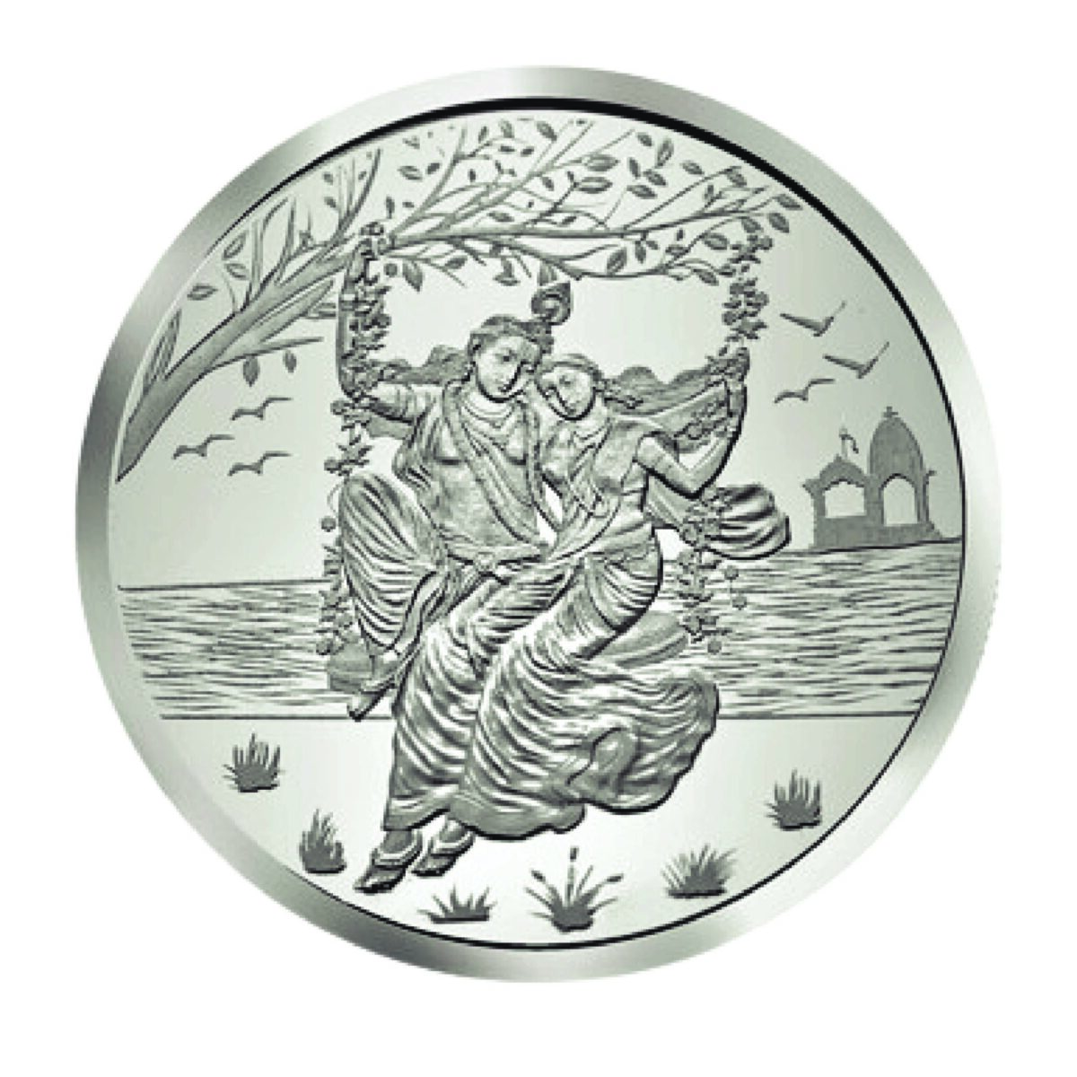999.9 Pure Radha Krishna Swing Silver Coin - Image 1