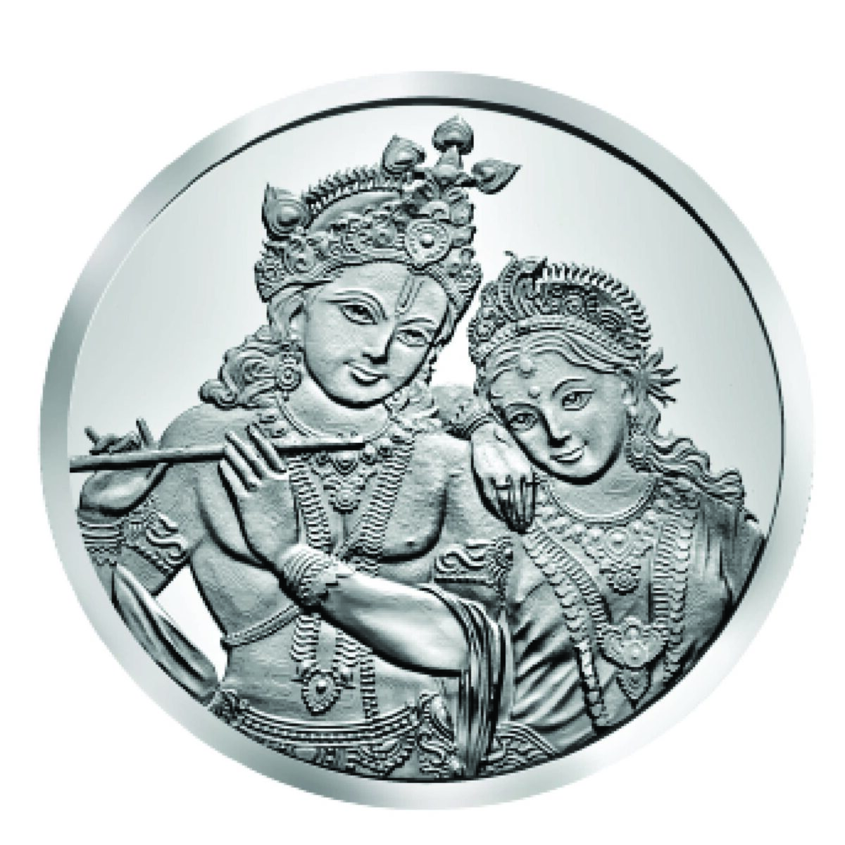 999.9 Pure Radha Krishna Face Silver Coin - Image 1