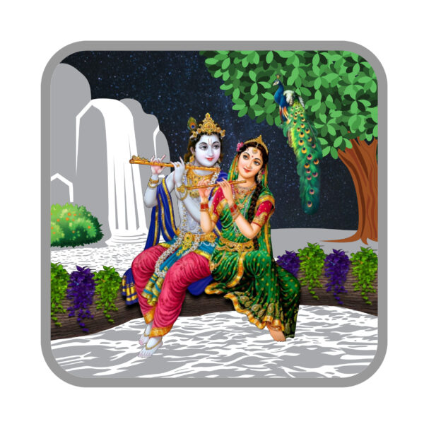 999.9 Pure  Radha Krishna square Silver Colour Coin