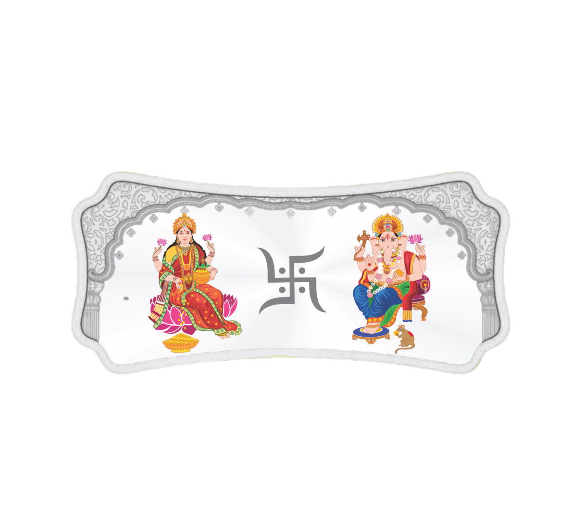 999.9 Pure Lakshmi Ganesh Silver Stylized Colour Bar - Image 1